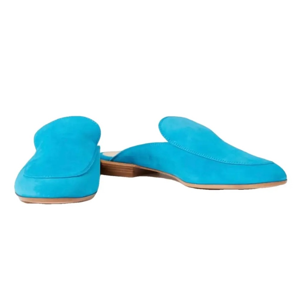 Authentic Gianvito Rossi Women's turquoise Suede  Slip-On Loafers--LIKE NEW